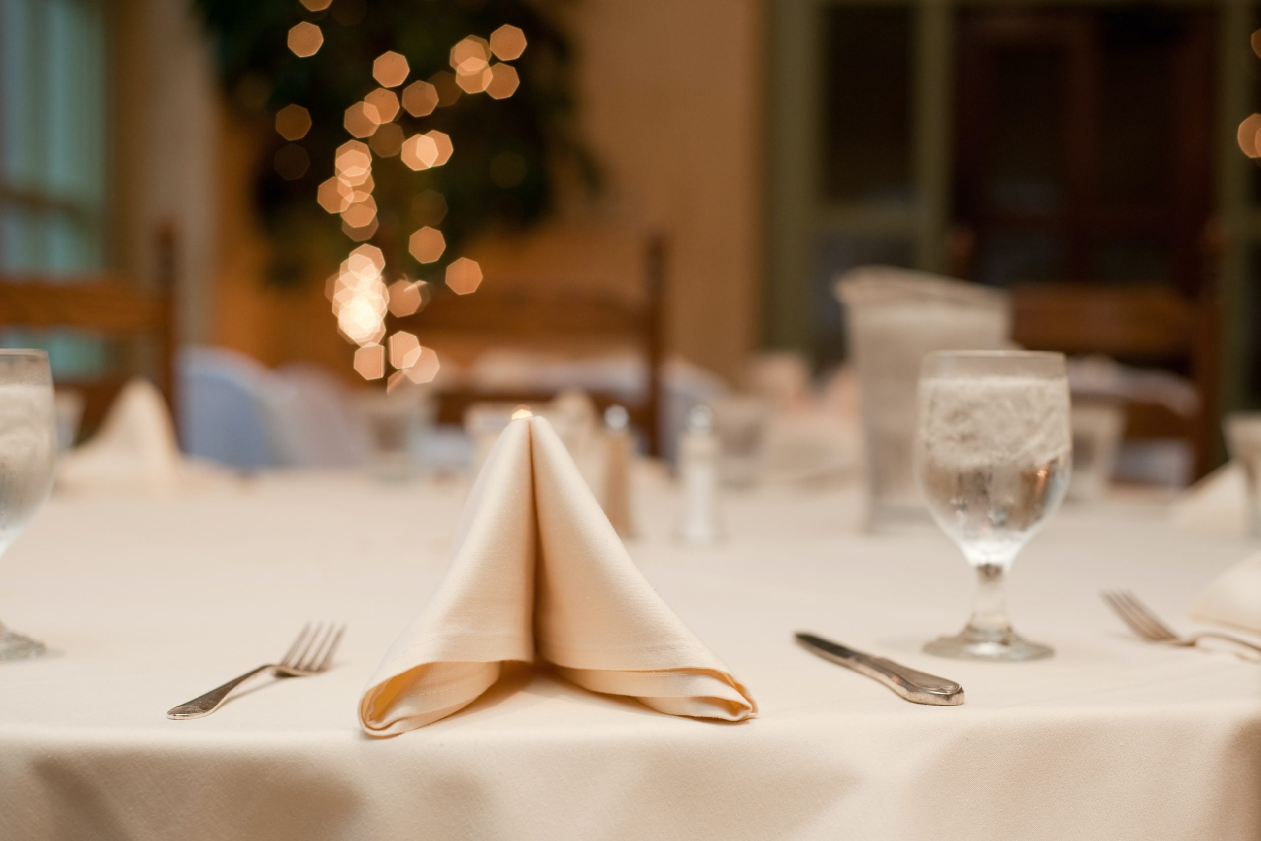 A place setting at a banquet