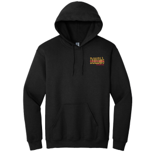 A black hoodie with the DiMillo's Logo
