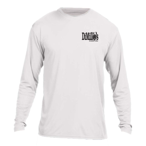 A white long sleeve shirt with the DiMillo's logo.